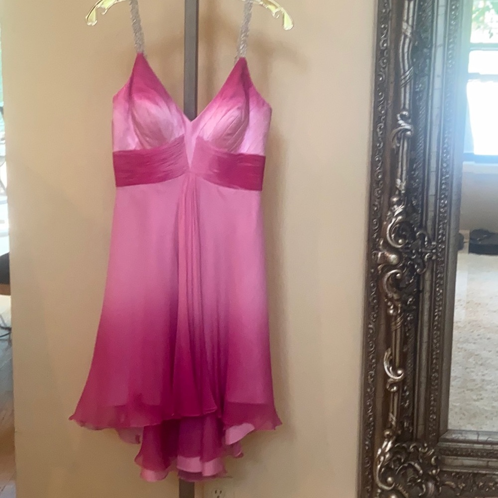 FLIRTY SILK CHIFFON PINK OMBRÉ COCKTAIL DRESS-NEW!